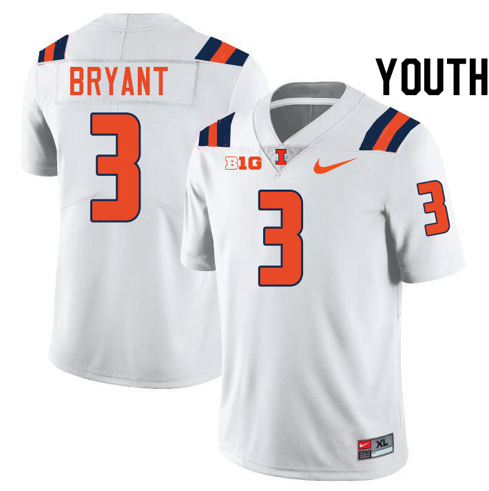 Youth #3 Alec Bryant Illinois Fighting Illini College Football Jerseys Stitched-White